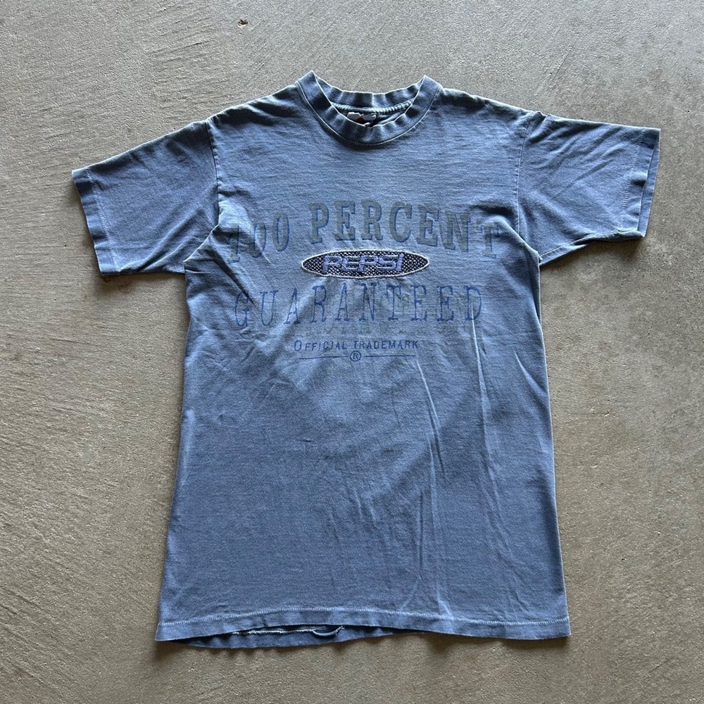 Vintage 90s Pepsi Shirt Size Medium Blue Soda‎ Pop Promo 100 Percent Guaranteed